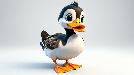 d cartoon image of a cute happy duck isolated on whit background