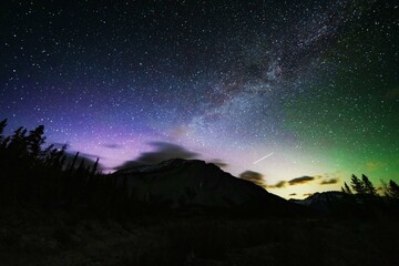 Wall Mural - fantastic starry sky with the milky way against the backdrop of the canadian rockies