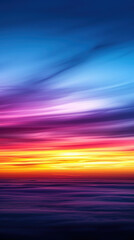 Wall Mural - A beautiful sunset with a blue sky and a purple and orange sky