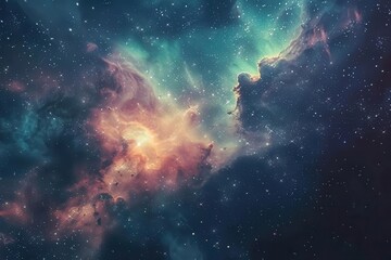Wall Mural - ethereal cosmic nebula with distant galaxies and celestial wonders enchanting abstract space backgro