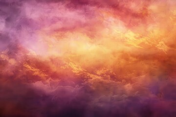 Canvas Print - ethereal sunset sky painted in breathtaking hues of tangerine magenta and lavender delicate wispy clouds adding depth and texture abstract landscape