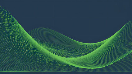 Poster - A green and blue abstract wave pattern with copy space text for technology, digital, and design.