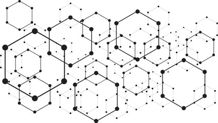 Fototapete - Structure molecule and communication. Dna, atom, neurons. Scientific concept for your design. Connected lines with dots. Medical, technology, chemistry, science background