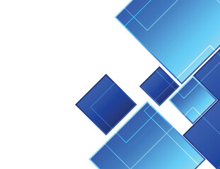 Poster - abstract blue background with geometric square corner transparent background