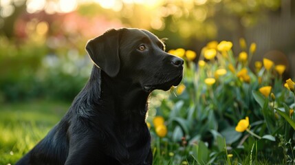 Sticker - Labrador retriever in the garden during spring