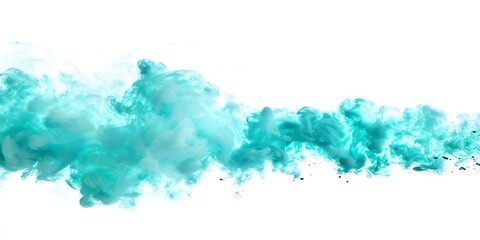Wall Mural - Abstract watercolor border in emerald sky blue hues on isolated background. Concept Watercolor Painting, Abstract Art, Emerald and Sky Blue, Isolated Background, Border