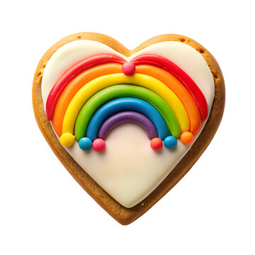 festive pride heart shaped cookie on transparent background