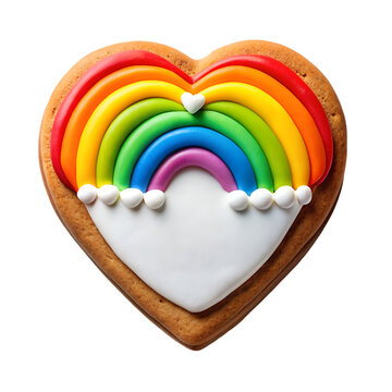 festive pride heart shaped cookie on transparent background