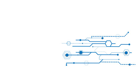 Poster - Vectors Digital technology and science background Quantum computer technologies concepts, large data processing. Futuristic blue circuit board background