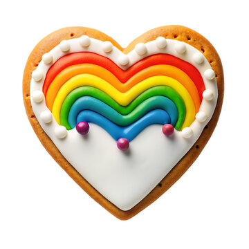 festive pride heart shaped cookie on transparent background