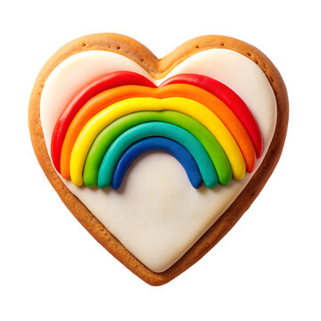 festive pride heart shaped cookie on transparent background