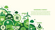 © Deemerwha - Renewable, green energy and save energy web banner. Ecology, Sustainable clean industrial factory, renewable energy sources and green electricity concept icons. Environment doodle flat design vector