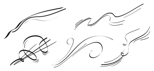 Poster - Doodle wind blow, gust design isolated on white background. vector hand drawn illustration