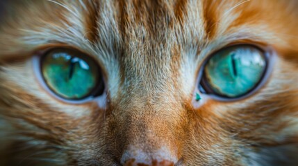 Canvas Print - Portrait of a Cat with Enchanting Green Eyes 