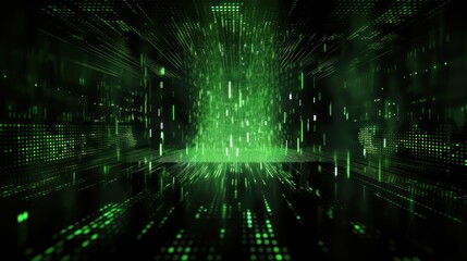 Poster - style green code falling on a dark background