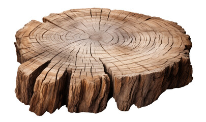 Wall Mural - cut of an old big tree trunk, isolated on transparent background