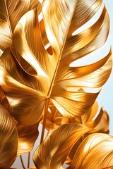 Canvas Print - Mesmerizing Golden Tropical Leaf with Flawless White Background and Natural Lighting