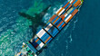 © Media  - Aerial view of the freight shipping transport system cargo ship container. international transportation Export-import business, logistics, transportation industry concepts