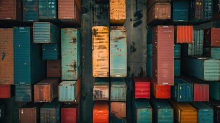 Wall Mural - Stacked Cargo Containers