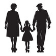 © Alihsan 101 - grandparents walking with granddaughter Silhouette vector Illustration.