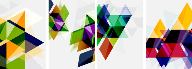 Aufkleber - Colorful bright triangles with various colors and transparencies. Vector illustration For Wallpaper, Banner, Background, Card, Book Illustration, landing page