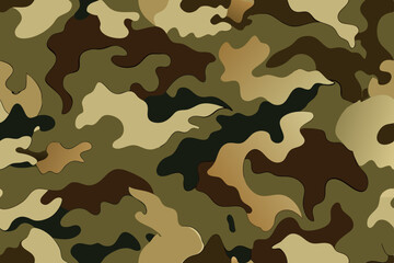 Wall Mural - Wornout Dirty Camouflage Fabric Texture Seamless Vector Background