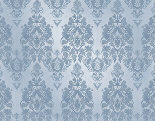 Poster - Light blue damask pattern background with a light gray color, an elegant and sophisticated wallpaper design