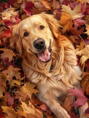 Canvas Print - Dog in leaves