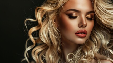 Wall Mural - A beautiful blonde woman with long hair.