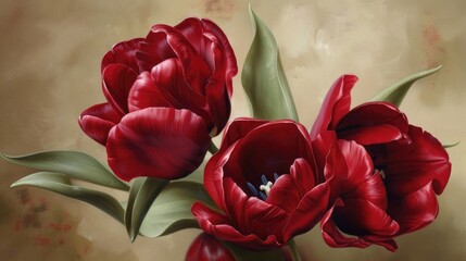 Image featuring lovely crimson tulips