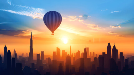 landscape air of balloon on top of skyline