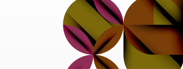Poster - Circle, square and flower petal geometric background. Round shapes composition for wallpaper, banner, background or landing