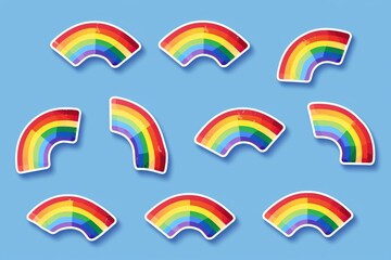 Canvas Print - Rainbow stickers on blue background