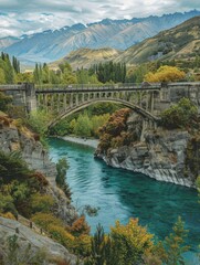 Poster - Mountain Bridge Over River