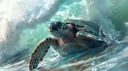 Wall Mural - Turtle Motif: Calm Amidst the Waves