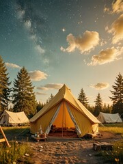 Wall Mural - Camping under the starry sky.