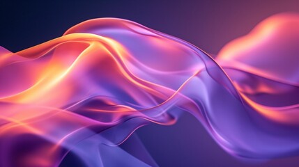 Poster - Abstract Purple And Orange Fabric Wave