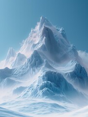 Poster - A large snow covered mountain with a blue sky in the background. AI.