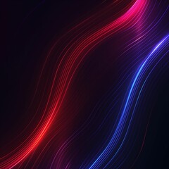 Poster - Abstract Neon Red and Blue Lines on Dark Background