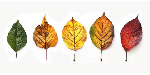 Canvas Print - Four colored leaves on white