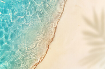  Soft beautiful ocean wave on sandy beach. Background.