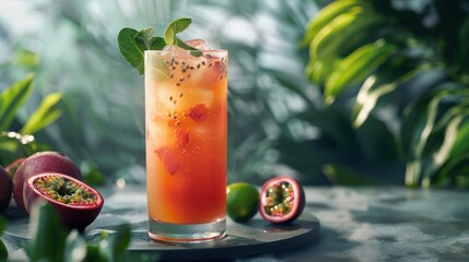 Wall Mural - served in a tall glass, combining exotic guava juice, coconut water, passion fruit syrup, and fresh lime juice. 