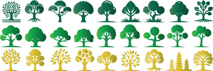 Wall Mural - tree vector set. various tree designs for nature, botanical projects, and decorations. ideal plant f