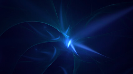 Poster - 3d manual rendering abstract blue fractal light background. its not ai generatd illustration.