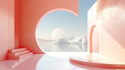 Wall Mural - A minimalistic background with an abstract 3D render