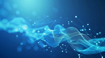 Poster - Abstract Digital Wave Pattern With Blue Background and White Dots
