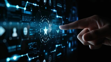 Poster - Hand Interacting With Digital Interface Featuring a Star Icon