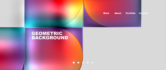 Fototapete - Bright colorful squares with round elements minimal geometric background. Vector Illustration For Wallpaper, Banner, Background, Card, Book Illustration, landing page