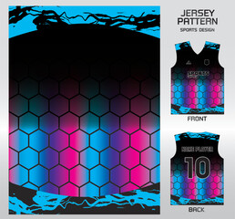 Wall Mural - Pattern vector sports shirt background image.rainbow blue pink honeycomb pattern design, illustration, textile background for sports t-shirt, football jersey shirt