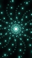 Poster - Black background. Design.Bright turquoise circles make up 3d patterns on a dark space.